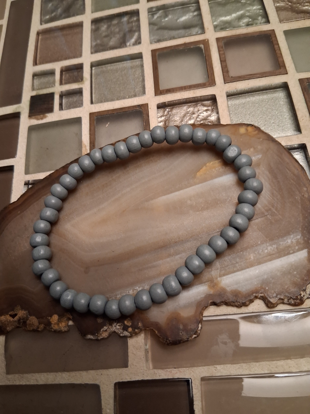 Minimalist Gray Beaded Stretch Bracelet - Women Jewelry